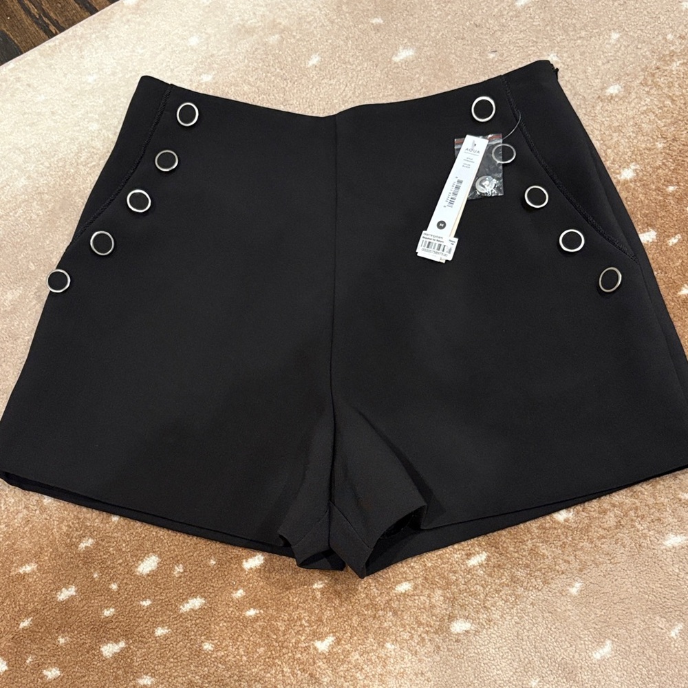 Aqua Black High Waist Women Shorts